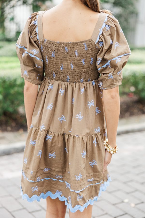 The Perfect Day Coffee Brown Bow Print Dress Online - Image 5