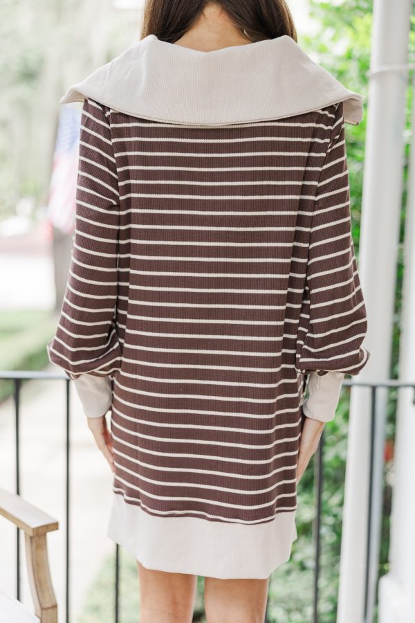 Care To Contrast Brown Striped L S Dress Supply - Image 5