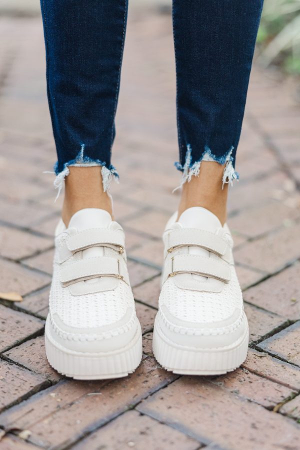 Run To You Cream White Embellished Sneakers For Sale - Image 2