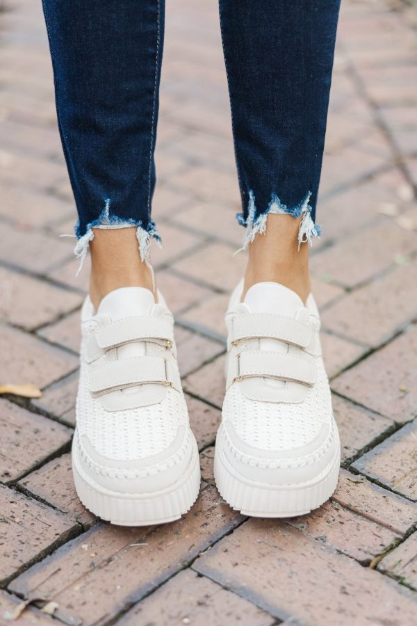 Run To You Cream White Embellished Sneakers For Sale - Image 4