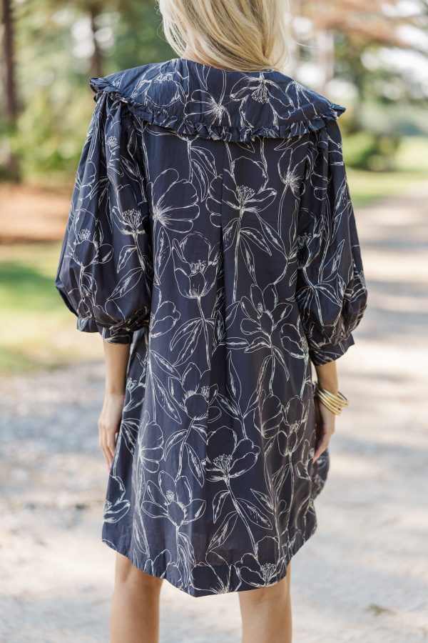 Just A Dream Charcoal Gray Floral Dress on Sale - Image 5