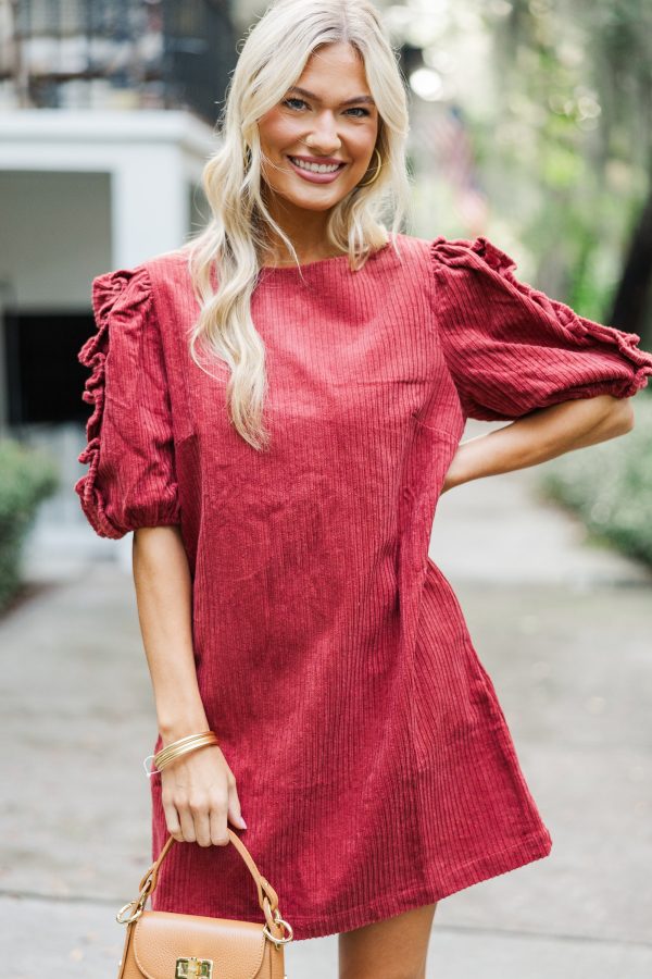 Don t Forget It Marsala Red Corduroy Dress Online Sale