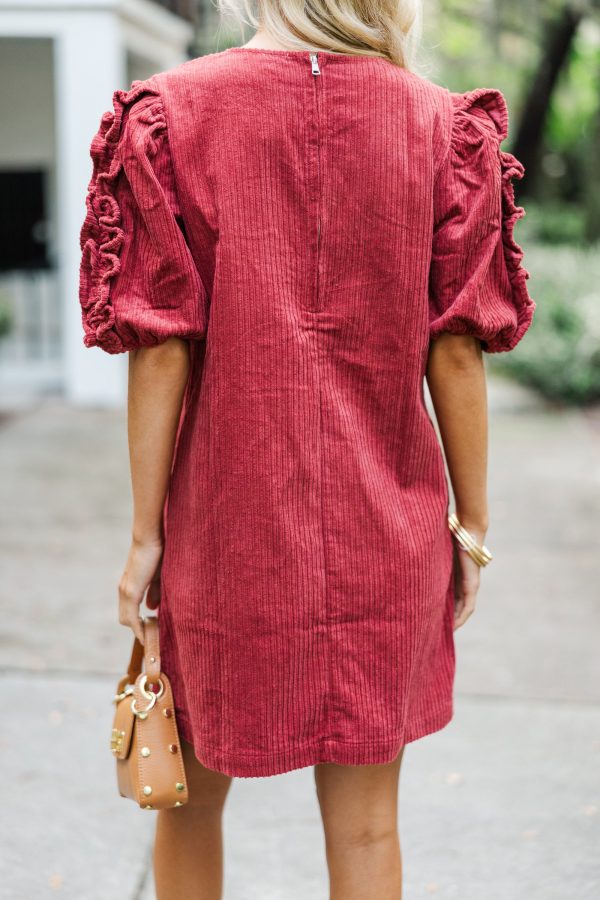 Don t Forget It Marsala Red Corduroy Dress Online Sale - Image 5