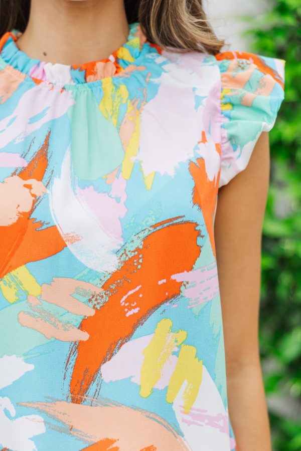 No Way Around It Mint Green Abstract Blouse Sale - Image 3
