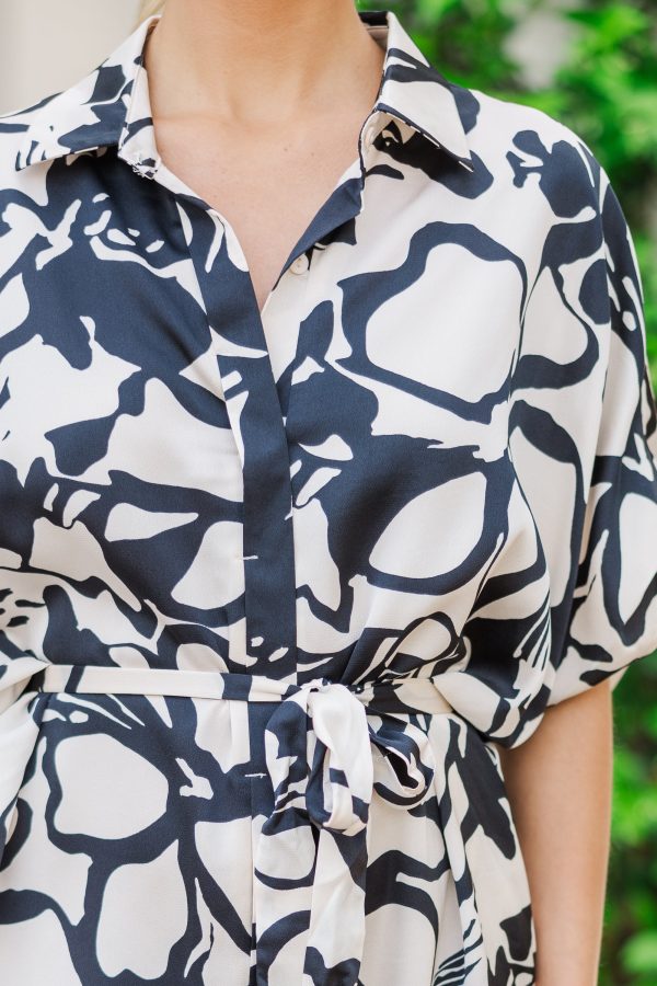 Living In Love Cream White Abstract Dress Fashion - Image 3
