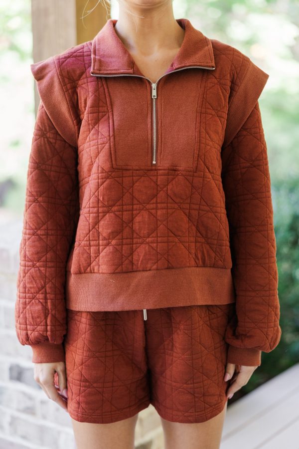 On Your Level Brick Red Quilted Set Sale - Image 4
