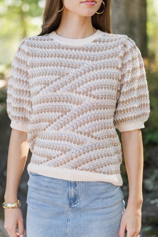 Go After It Cream White Short Sleeve Sweater Hot on Sale - Image 4