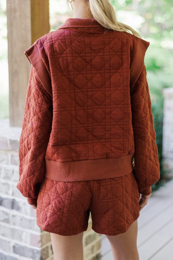 On Your Level Brick Red Quilted Set Sale - Image 5
