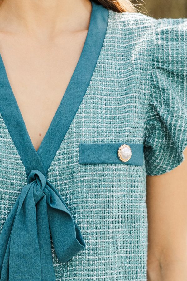 Queen s Calling Green Tweed Shift Dress For Cheap - Image 3