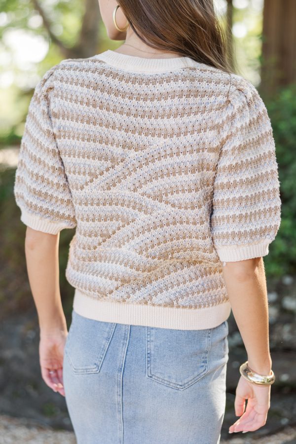 Go After It Cream White Short Sleeve Sweater Hot on Sale - Image 5