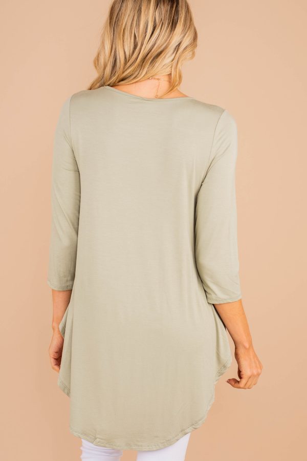 Start Your Day Off Right Sage Green Top For Discount - Image 4