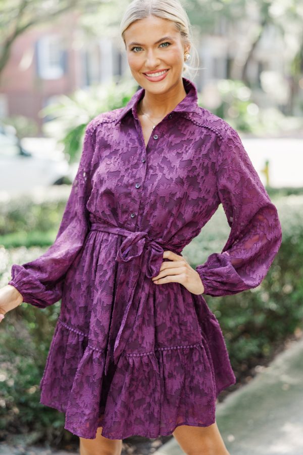 All You Have Eggplant Purple Lace Dress on Sale
