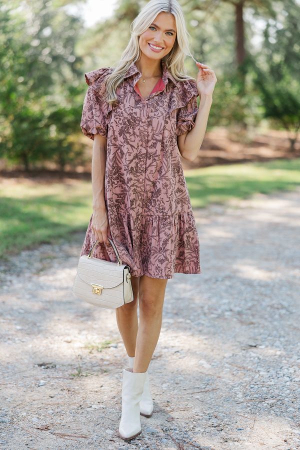 Always The Story Mauve Floral Dress Hot on Sale - Image 2