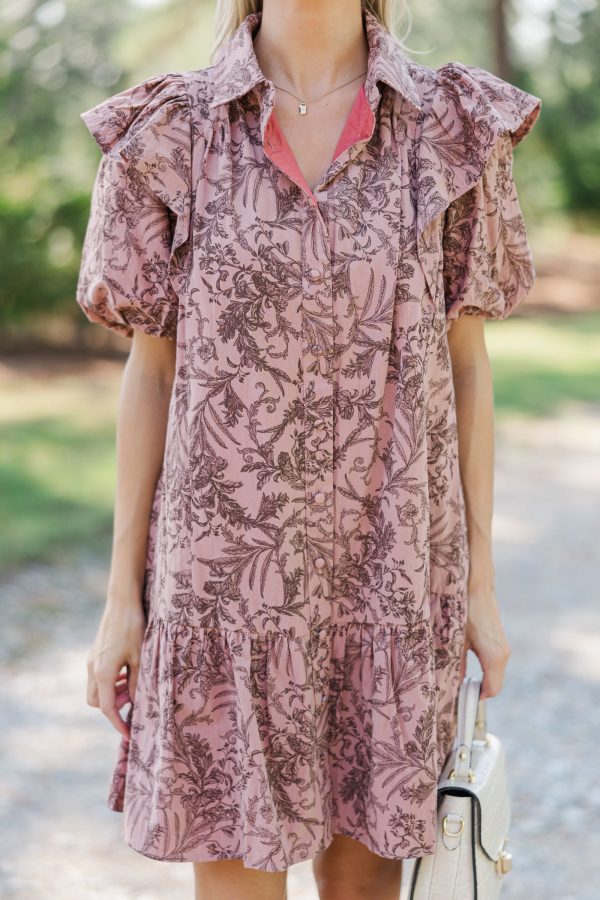 Always The Story Mauve Floral Dress Hot on Sale - Image 5