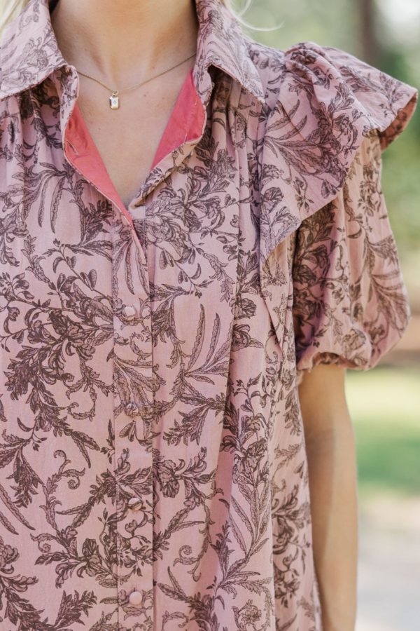 Always The Story Mauve Floral Dress Hot on Sale - Image 3