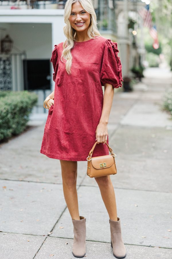 Don t Forget It Marsala Red Corduroy Dress Online Sale - Image 2