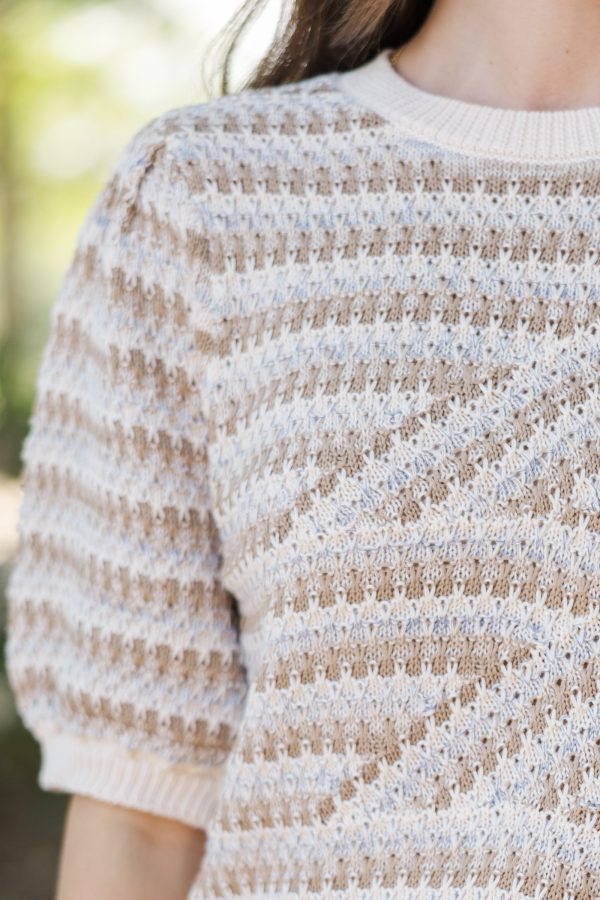 Go After It Cream White Short Sleeve Sweater Hot on Sale - Image 3