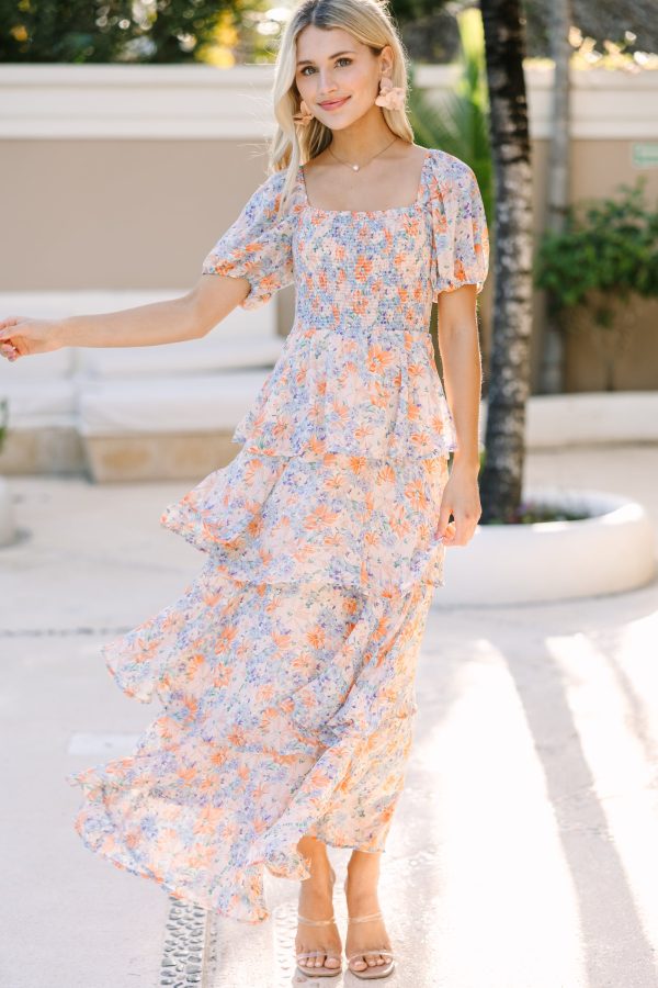 It s Your Day Orange Floral Maxi Dress For Sale - Image 2