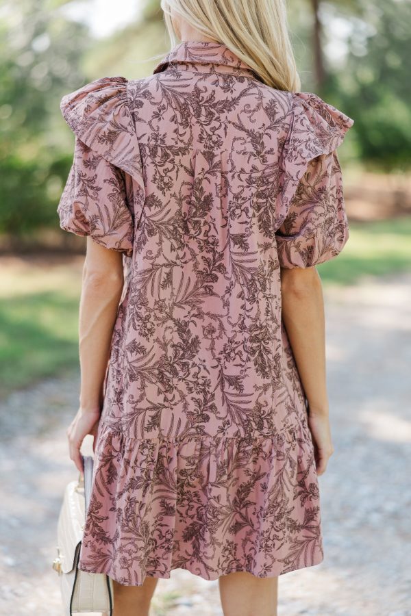 Always The Story Mauve Floral Dress Hot on Sale - Image 4