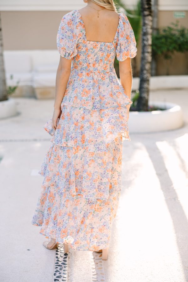 It s Your Day Orange Floral Maxi Dress For Sale - Image 4