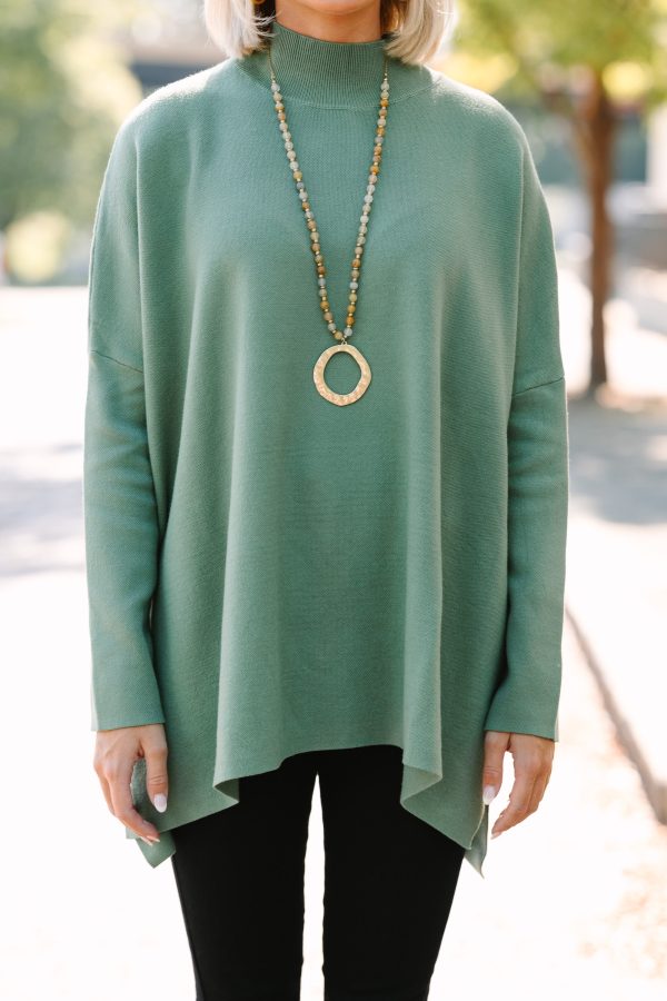 Going With You Olive Green Mock Neck Sweater For Discount - Image 3