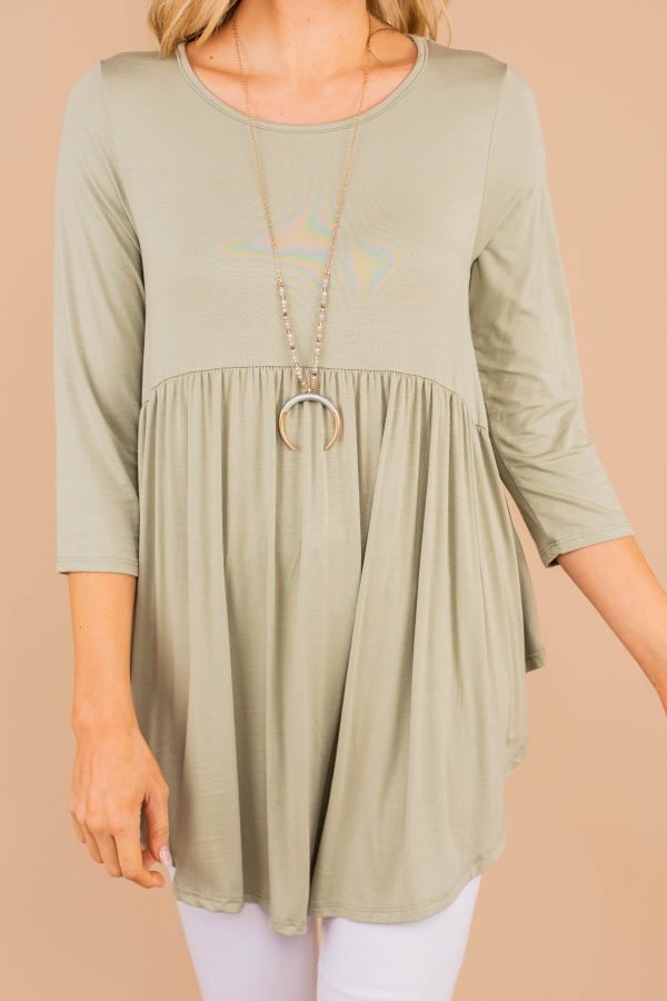 Start Your Day Off Right Sage Green Top For Discount - Image 3