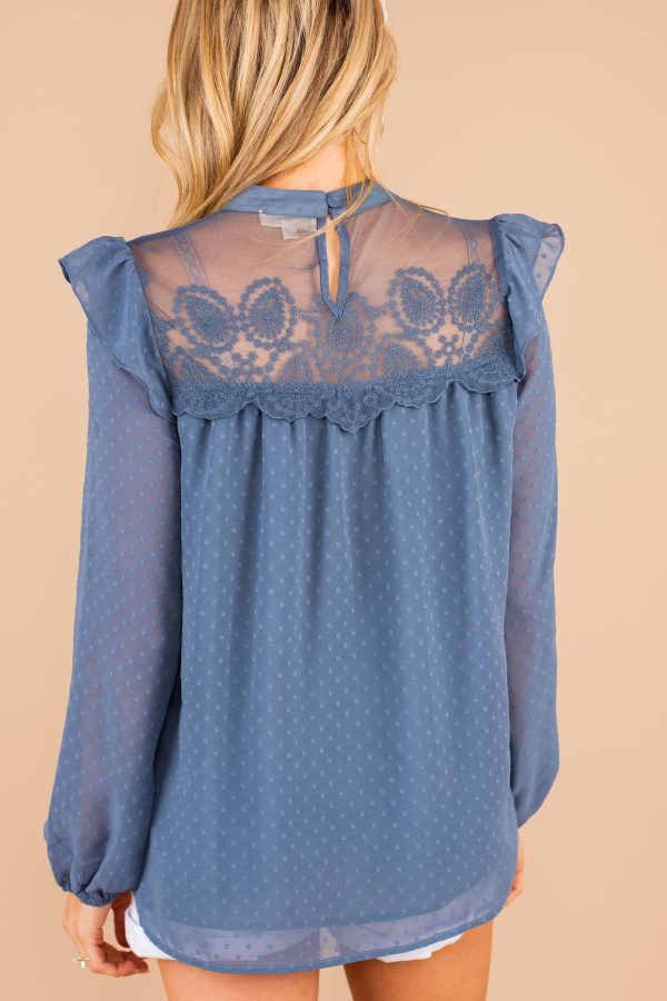 Love You Always Blue Swiss Dot Top For Discount - Image 4
