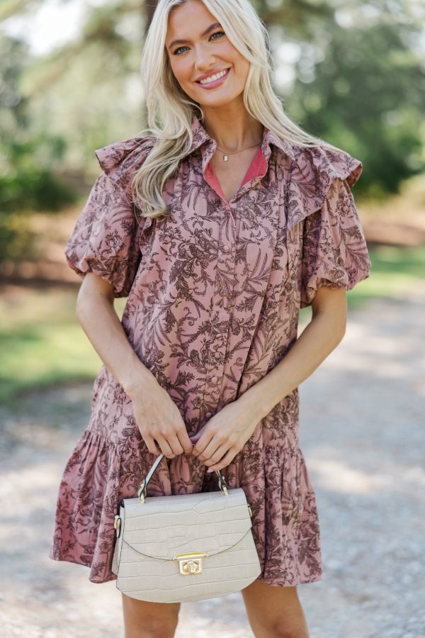 Always The Story Mauve Floral Dress Hot on Sale