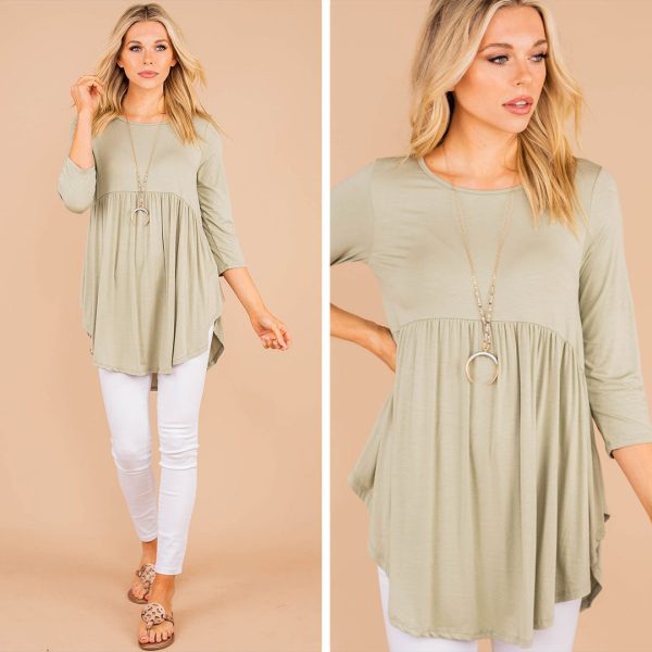 Start Your Day Off Right Sage Green Top For Discount - Image 5