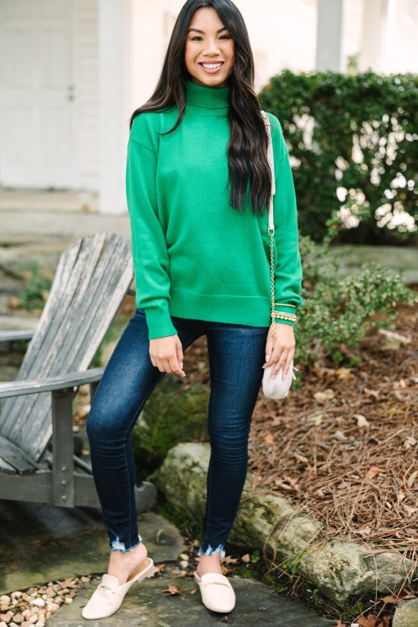 Feeling Your Best Kelly Green Turtleneck Sweater Online Hot Sale - Image 2