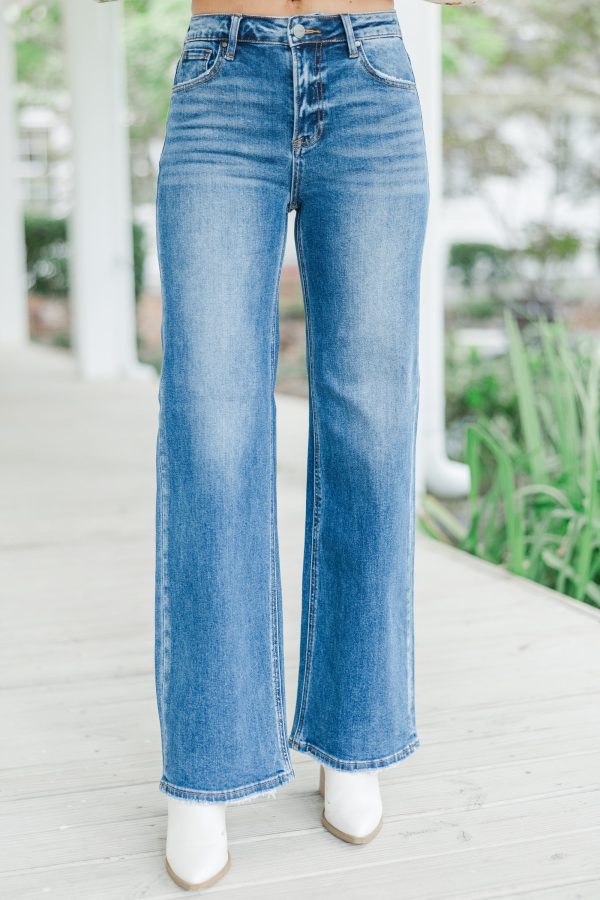 Risen Jeans: Take The Hint Medium Wash Straight Leg Jeans Hot on Sale