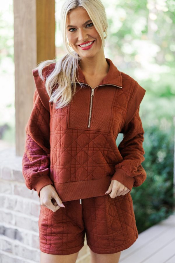 On Your Level Brick Red Quilted Set Sale