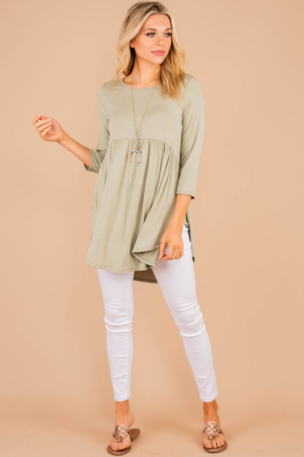 Start Your Day Off Right Sage Green Top For Discount - Image 2