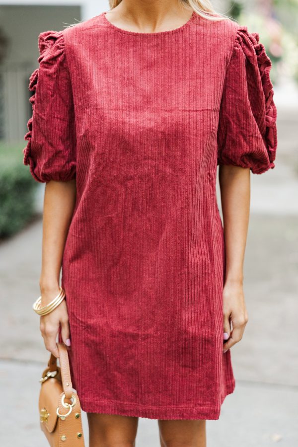 Don t Forget It Marsala Red Corduroy Dress Online Sale - Image 4