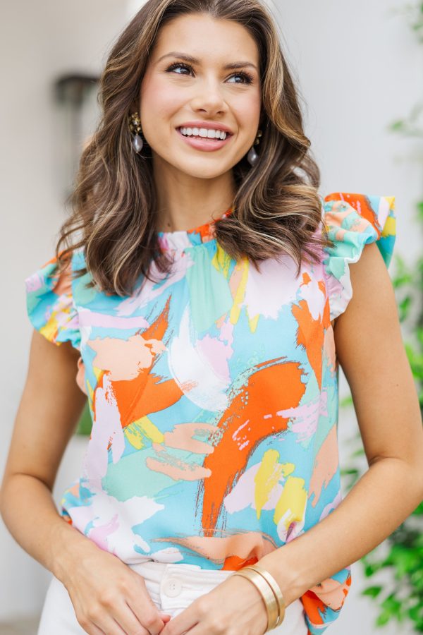 No Way Around It Mint Green Abstract Blouse Sale