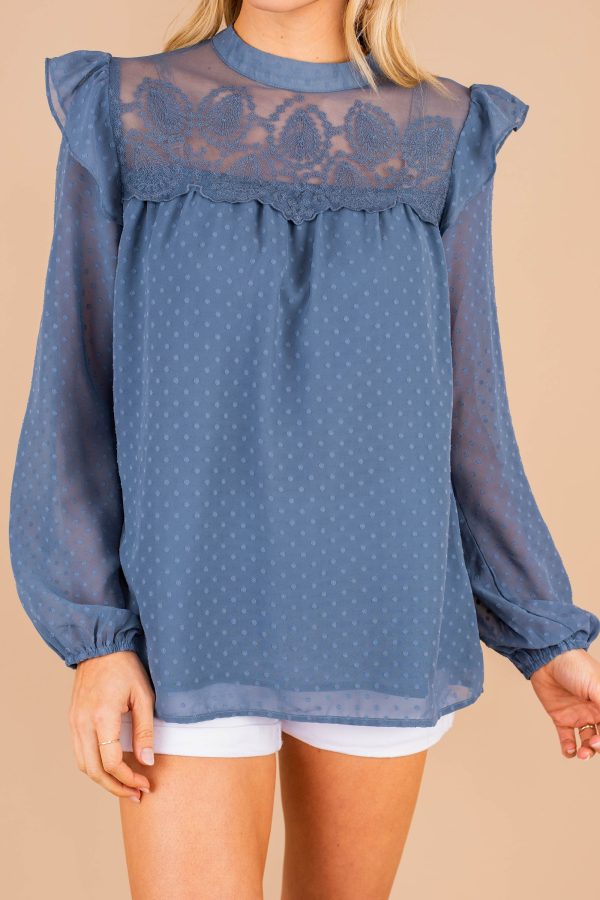 Love You Always Blue Swiss Dot Top For Discount - Image 3