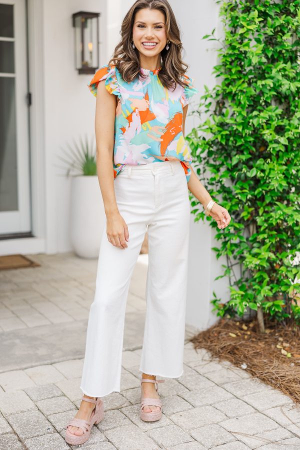 No Way Around It Mint Green Abstract Blouse Sale - Image 2