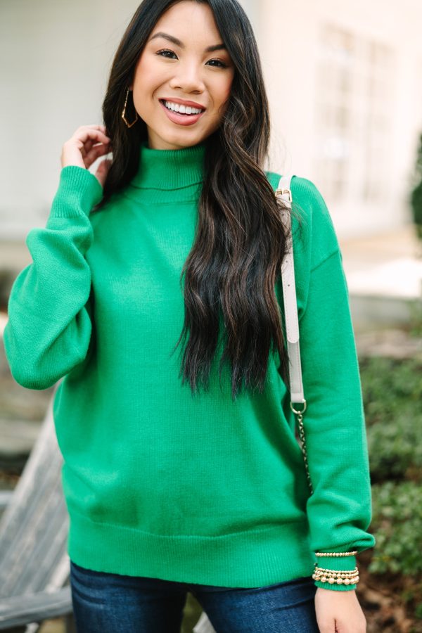 Feeling Your Best Kelly Green Turtleneck Sweater Online Hot Sale