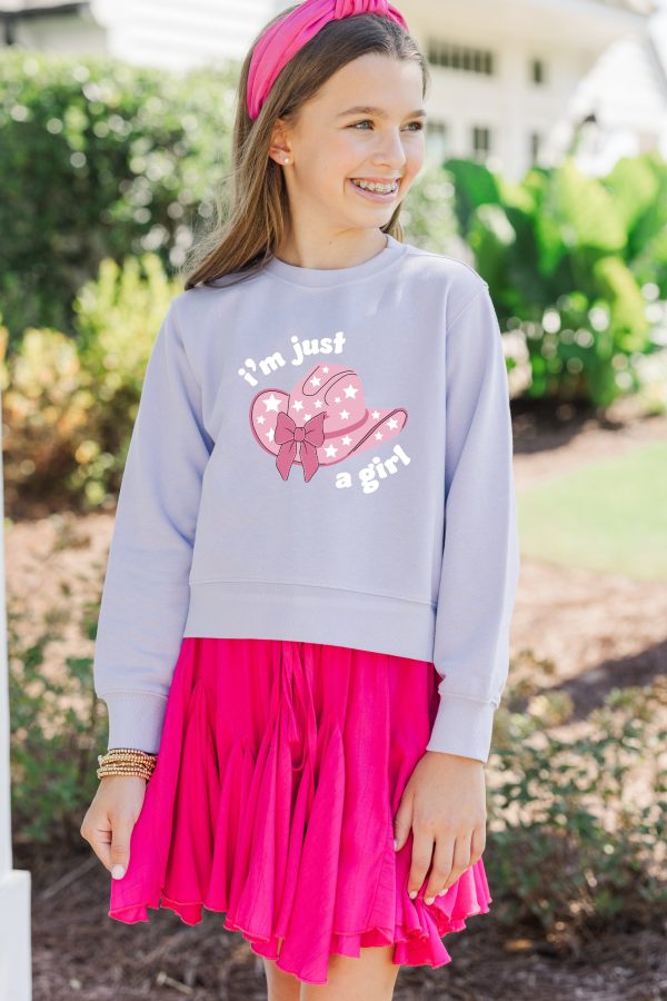 Girls: Just A Girl Lavender Purple Graphic Sweatshirt Online