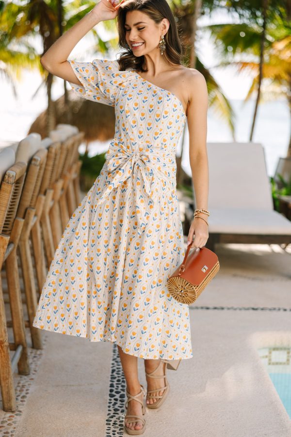 From The Top Yellow Polka Dot Midi Dress Sale