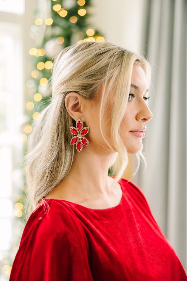 Glenda Ruby Red Rhinestone Earrings For Cheap - Image 2