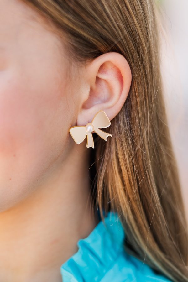 Girls: Bohemian Gemme: Pretty Little Thing Gold Bow Studs Online Hot Sale