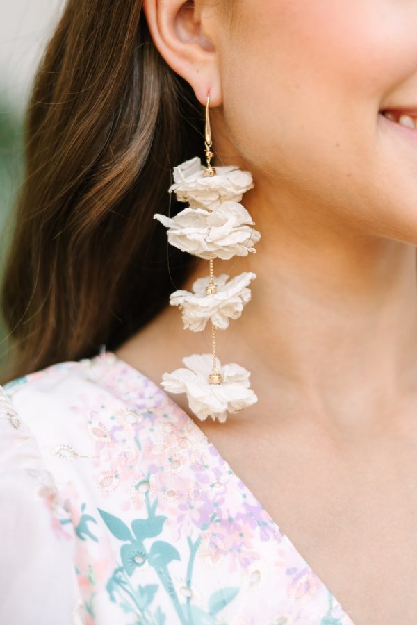 Call It Like You See It White Floral Earrings For Discount