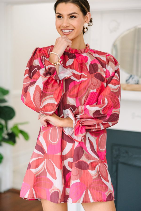 Take Me Back Burgundy Red Floral Dress Online Sale