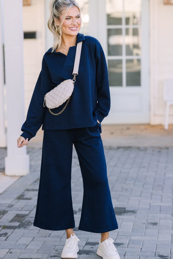 Make Your Day Navy Blue Textured Top Supply - Image 2