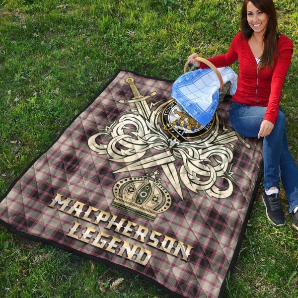 MacPherson Hunting Ancient Tartan Crest Legend Gold Royal Premium Quilt Online now - Image 4