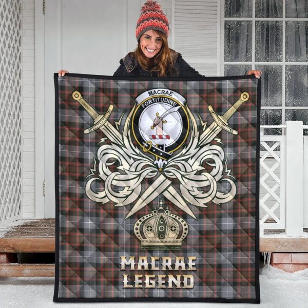MacRae Hunting Weathered Tartan Crest Legend Gold Royal Premium Quilt Hot on Sale