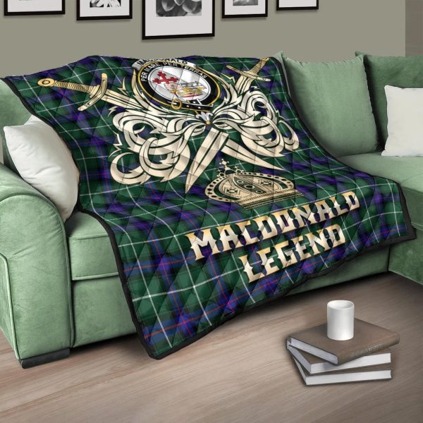 MacDonald of the Isles Hunting Modern Tartan Crest Legend Gold Royal Premium Quilt Online - Image 3
