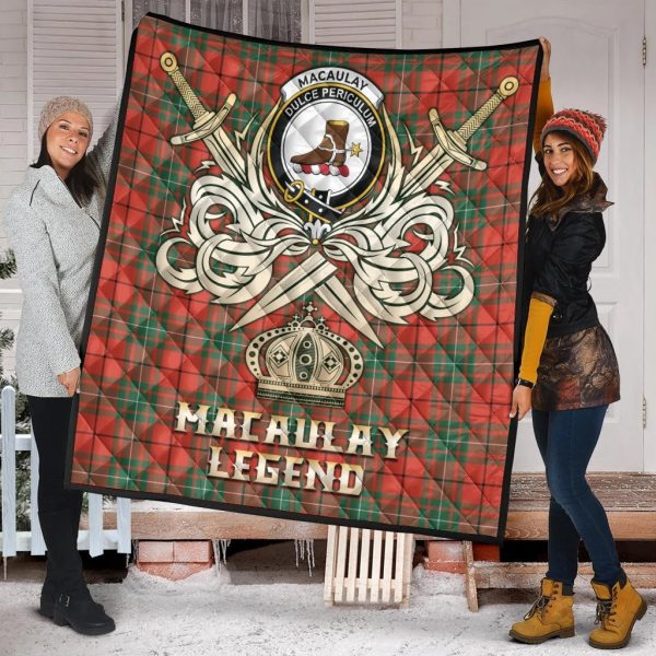 MacAulay Ancient Tartan Crest Legend Gold Royal Premium Quilt For Sale - Image 2