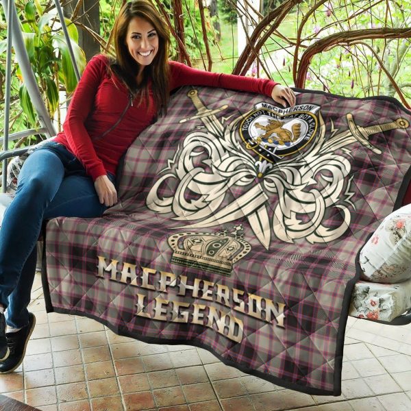 MacPherson Hunting Ancient Tartan Crest Legend Gold Royal Premium Quilt Online now - Image 5